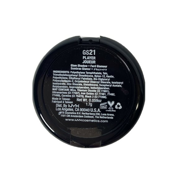 NYX Glam Shadow “Player” Silver / Gray, 1.7G NEW - Picture 2 of 3